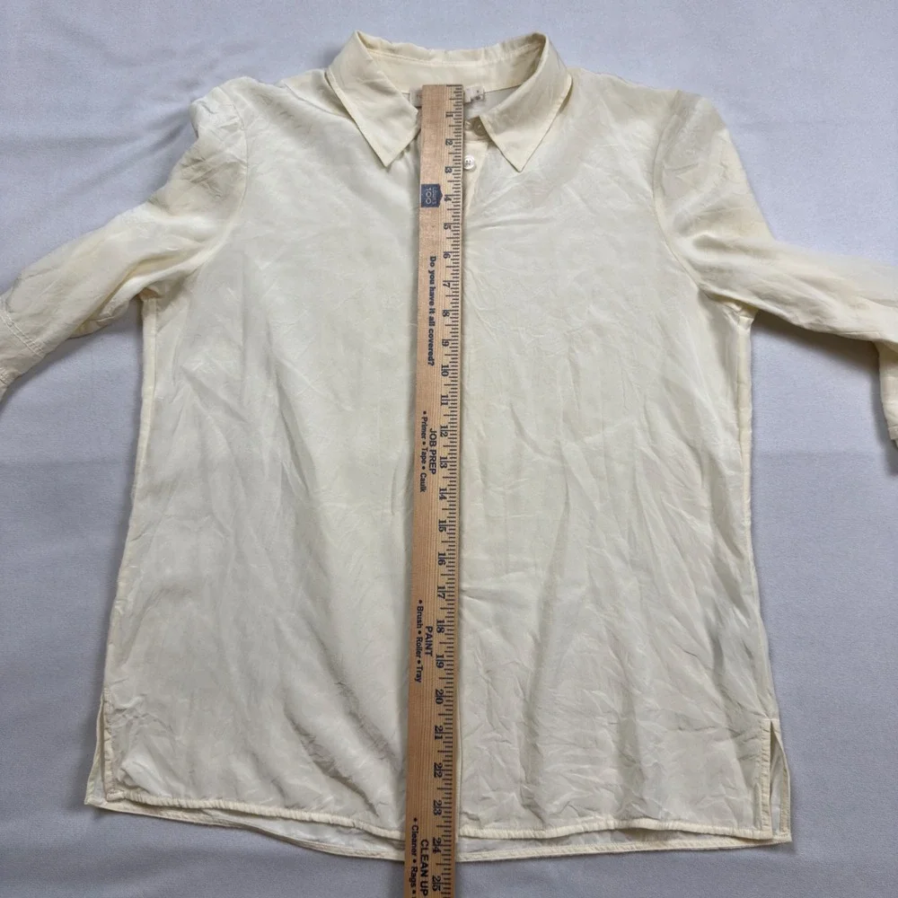 Tory Burch Silk Ruffle Cuff Blouse Cream Ivory Button Down‎ Shirt Size 8 49863
